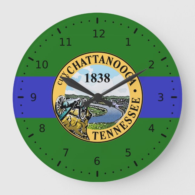 Reloj Redondo Grande Bandera de Chattanooga, Tennessee (Anverso)