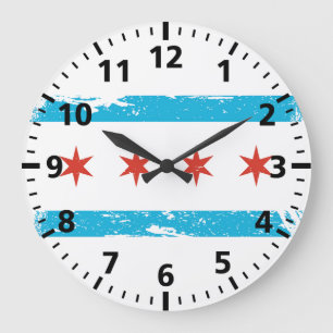 Reloj Redondo Grande Bandera de Chicago del Grunge