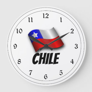 Reloj Redondo Grande Bandera de Chile, marcada
