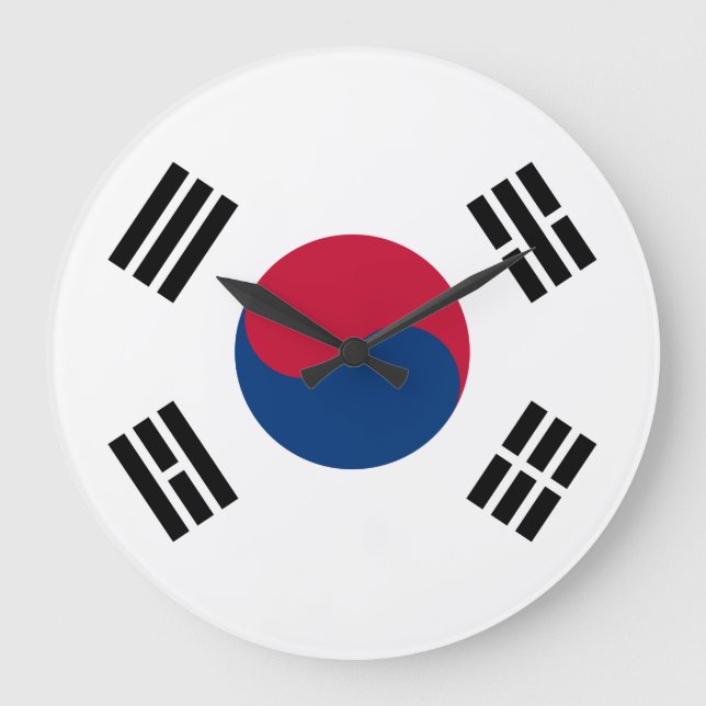 Reloj Redondo Grande Bandera de Corea del Sur (Anverso)