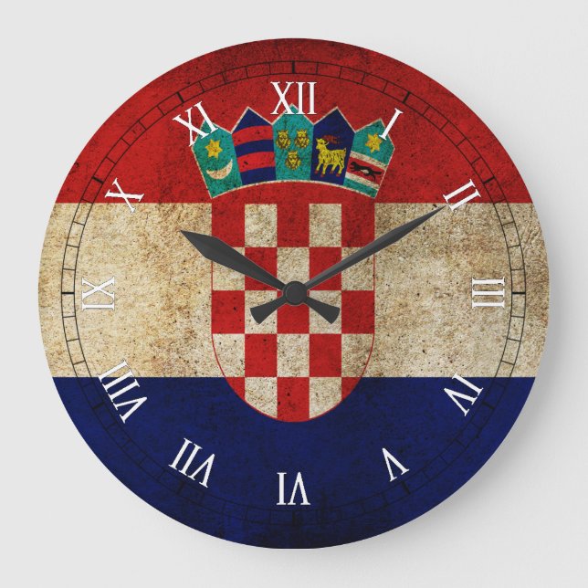 Reloj Redondo Grande bandera de Croacia (Anverso)