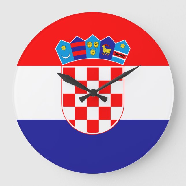 Reloj Redondo Grande Bandera de Croacia (croata) (Anverso)