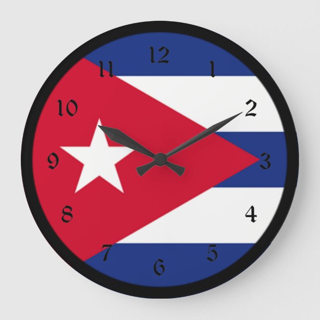 Reloj Redondo Grande Bandera de Cuba (Anverso)