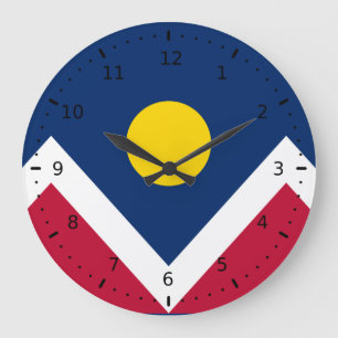 Reloj Redondo Grande Bandera de Denver, Colorado