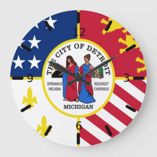 Reloj Redondo Grande bandera de Detroit (Míchigan) reloj grande