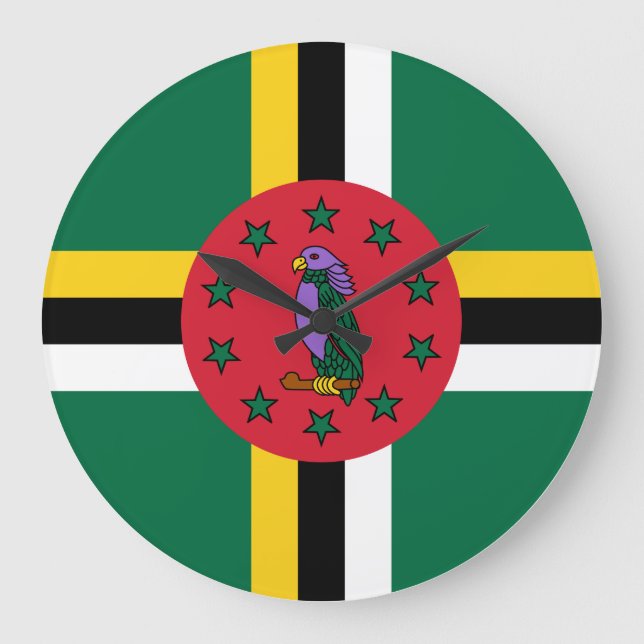 Reloj Redondo Grande Bandera de Dominica (Anverso)