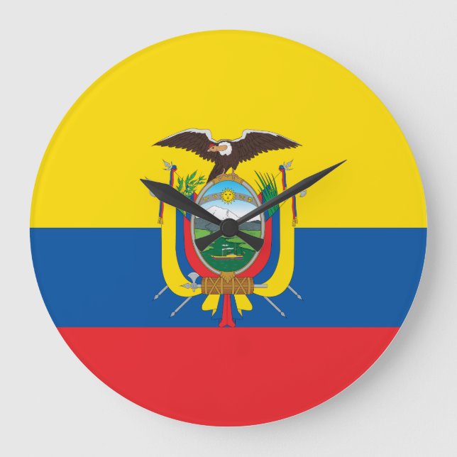 Reloj Redondo Grande Bandera de Ecuador (ecuatoriano) (Anverso)