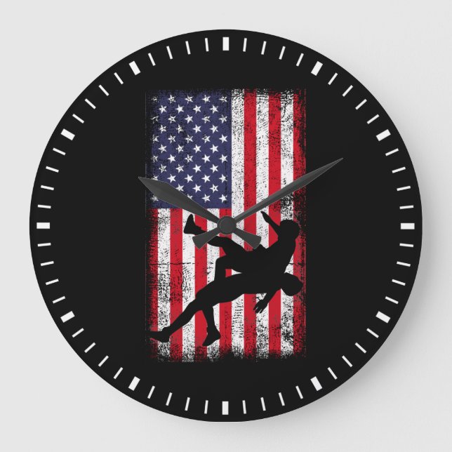 Reloj Redondo Grande Bandera De Eeuu Luchando Contra La Bandera Estadou (Anverso)