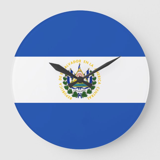 Reloj Redondo Grande Bandera de El Salvador (Anverso)