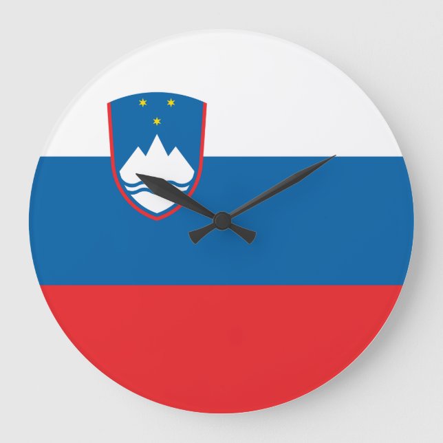 Reloj Redondo Grande Bandera de Eslovenia (Anverso)
