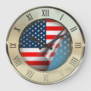 Reloj Redondo Grande Bandera de Estados Unidos