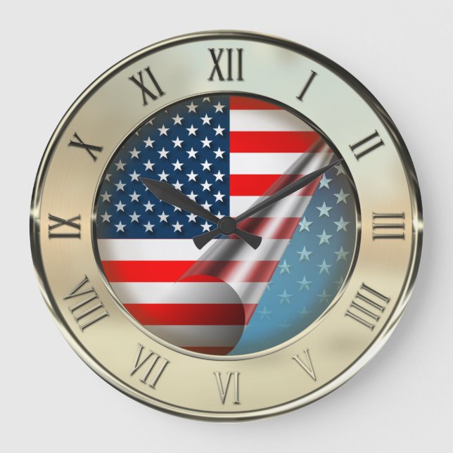 Reloj Redondo Grande Bandera de Estados Unidos (Anverso)