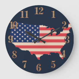 Reloj Redondo Grande Bandera de Estados Unidos