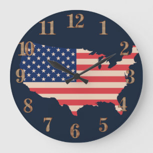 Reloj Redondo Grande Bandera de Estados Unidos