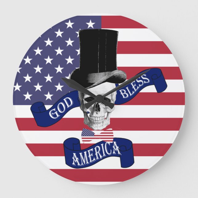 Reloj Redondo Grande Bandera de Estados Unidos (Anverso)