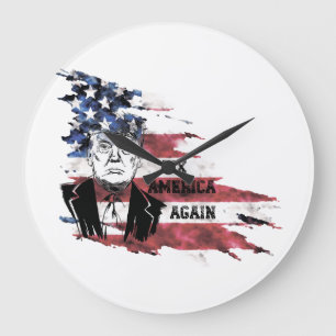 Reloj Redondo Grande Bandera de Estados Unidos. Donald Trump.