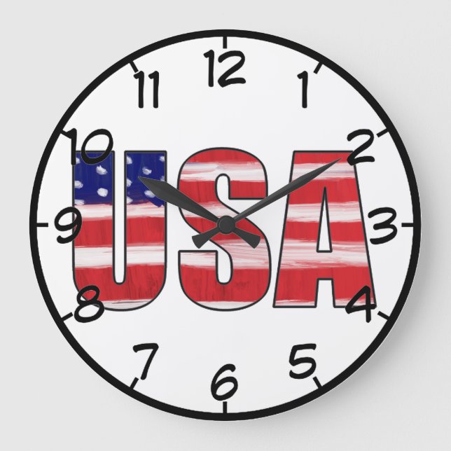 Reloj Redondo Grande Bandera de Estados Unidos numerada (Anverso)