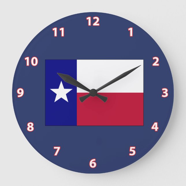 Reloj Redondo Grande Bandera de estrella solitaria de Texas (Anverso)