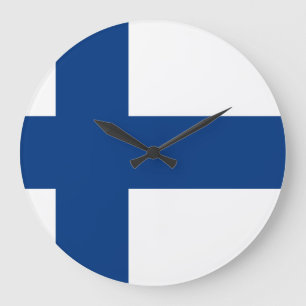 Reloj Redondo Grande Bandera de Finlandia (finlandesa)