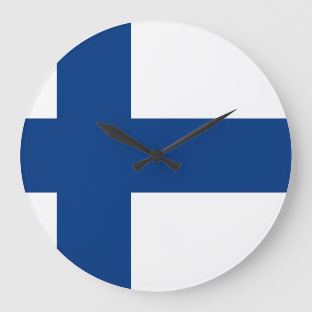 Reloj Redondo Grande Bandera de Finlandia (finlandesa) (Anverso)