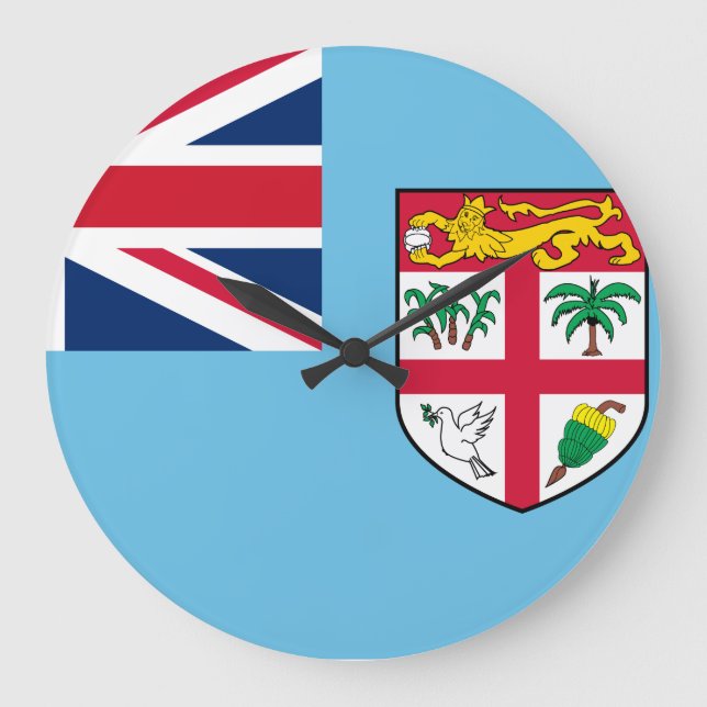 Reloj Redondo Grande Bandera de Fiyi (Anverso)