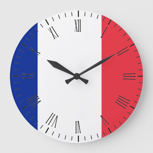 Reloj Redondo Grande Bandera de Francia (Anverso)