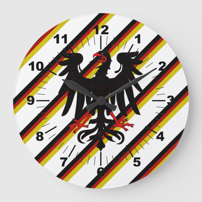 Reloj Redondo Grande Bandera de franjas de Alemania (Anverso)