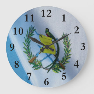 Reloj Redondo Grande Bandera de Guatemala con símbolo del quetzal