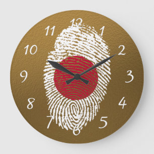 Reloj Redondo Grande Bandera de huellas dactilares japonesa