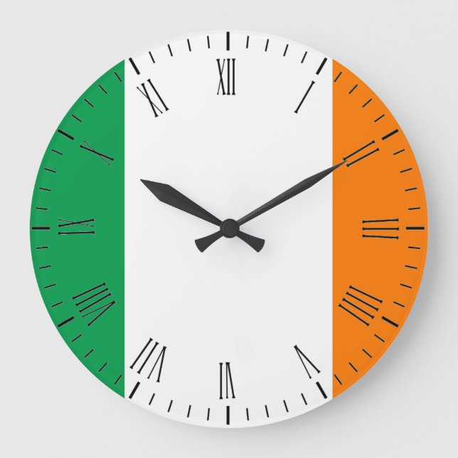 Reloj Redondo Grande Bandera de Irlanda (Anverso)