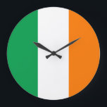 Reloj Redondo Grande Bandera de Irlanda<br><div class="desc">Bandera de Irlanda</div>