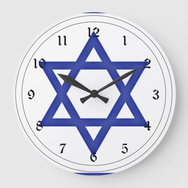 Reloj Redondo Grande Bandera de Israel (Anverso)