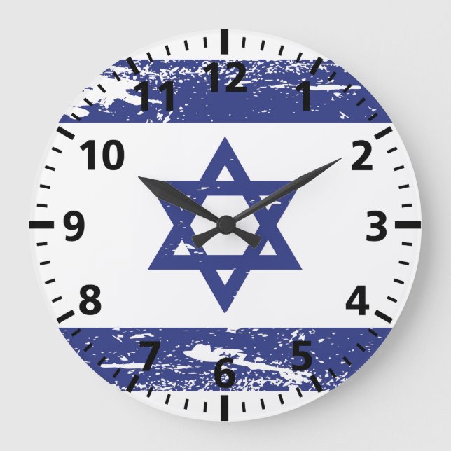Reloj Redondo Grande Bandera de Israel (Anverso)