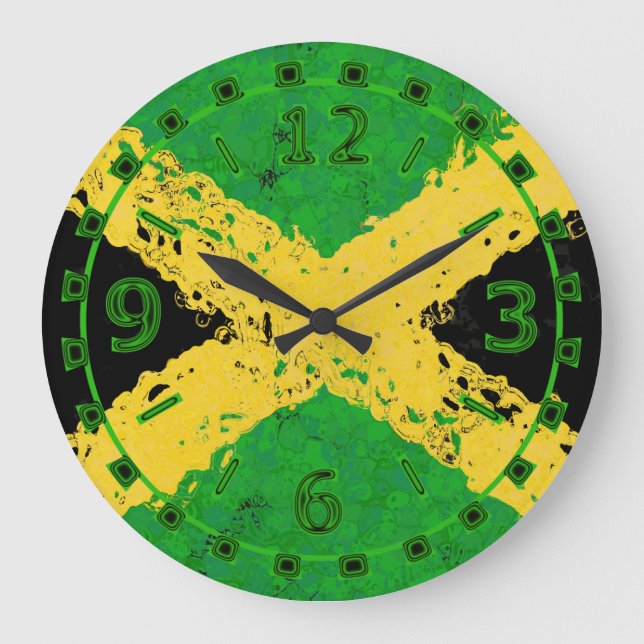 RELOJ REDONDO GRANDE BANDERA DE JAMAICA (Anverso)