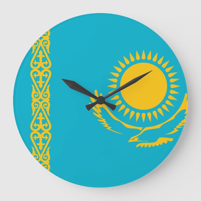Reloj Redondo Grande Bandera de Kazajistán (Anverso)