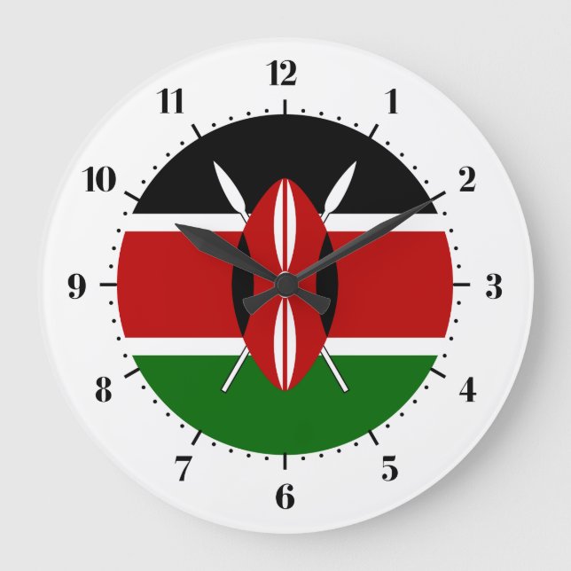 Reloj Redondo Grande Bandera de Kenia (Anverso)