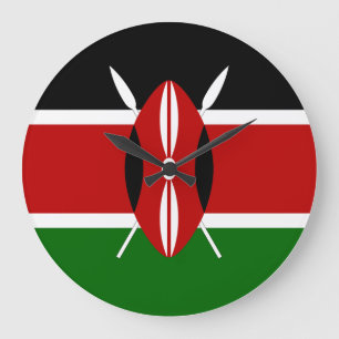Reloj Redondo Grande Bandera de Kenia (Keniano)