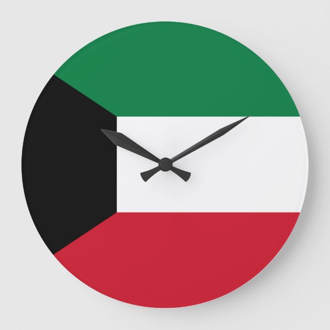 Reloj Redondo Grande Bandera de Kuwait (Anverso)