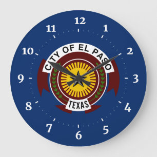 Reloj Redondo Grande Bandera de la ciudad de El Paso, Texas