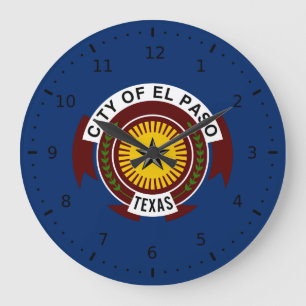 Reloj Redondo Grande Bandera de la ciudad de El Paso, Texas