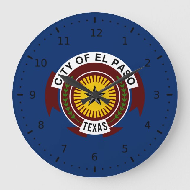 Reloj Redondo Grande Bandera de la ciudad de El Paso, Texas (Anverso)