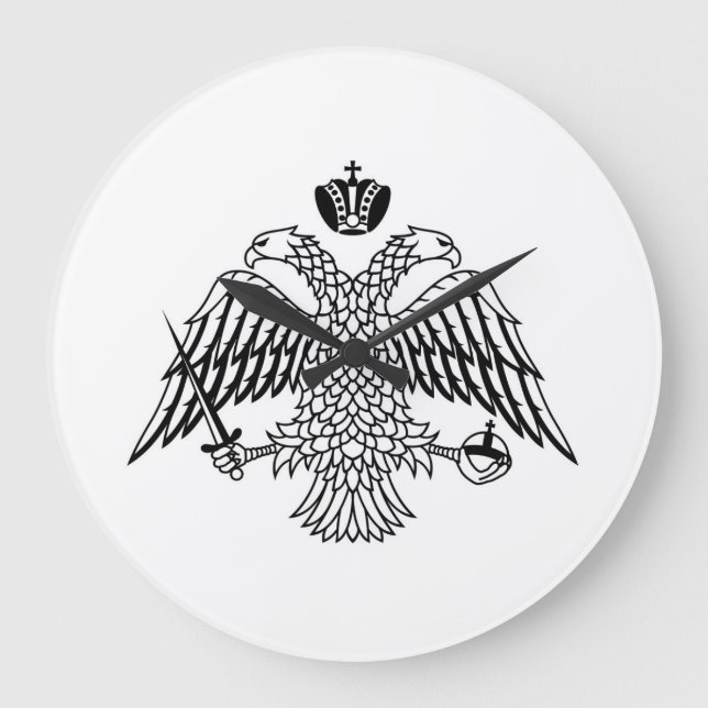 Reloj Redondo Grande Bandera de la Iglesia Ortodoxa Griega (Anverso)