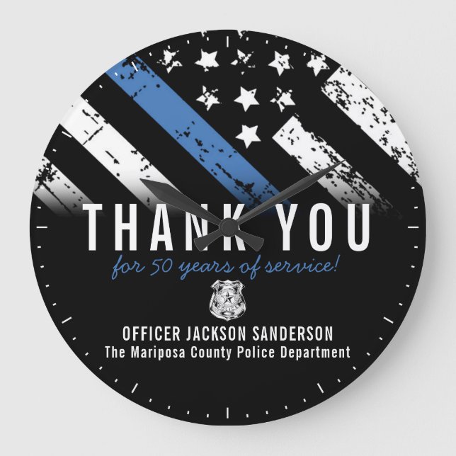 Reloj Redondo Grande Bandera de la Línea Azul del aniversario de la jub (Anverso)