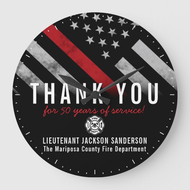 Reloj Redondo Grande Bandera de la línea roja del aniversario de retiro (Anverso)