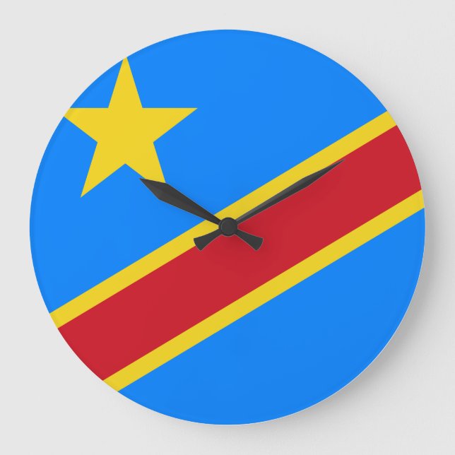 Reloj Redondo Grande Bandera de la República Democrática del Congo (Anverso)