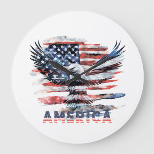Reloj Redondo Grande Bandera de los Estados Unidos. América