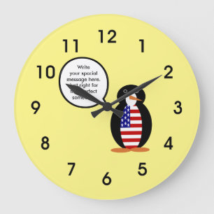 Reloj Redondo Grande Bandera de los Estados Unidos hablando a la Sra. P