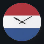 Reloj Redondo Grande Bandera de los Países Bajos<br><div class="desc">Bandera de los Países Bajos</div>