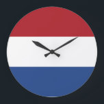 Reloj Redondo Grande Bandera de los Países Bajos<br><div class="desc">Bandera de los Países Bajos</div>
