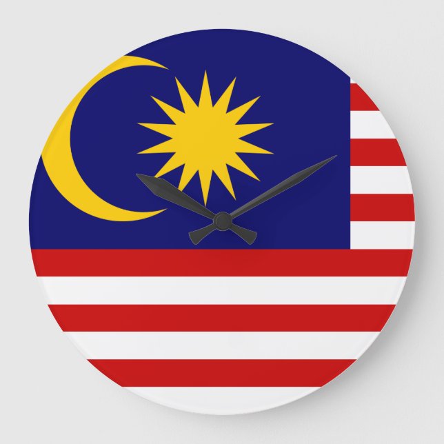 Reloj Redondo Grande Bandera de Malasia (Anverso)